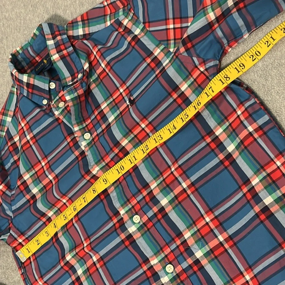 Ralph Lauren Boys Button Shirt Large Plaid Cotton Longsleeve